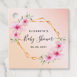 Baby Shower roze goud roze bloemen geometrisch Bedankjes Labels