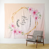 Baby Shower roze goud roze bloemen geometrisch Wandkleed (In Situ (horizontaal))
