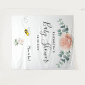 Baby Shower roze goud roze witte bloemen aanstaand Wandkleed (Voorkant (horizontaal))