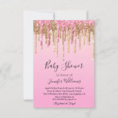 baby shower roze gouddruppelaar uitnodiging (Voorkant)