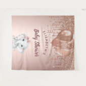 Baby Shower roze gouden glans olifant meisje  Wandkleed (Voorkant (horizontaal))