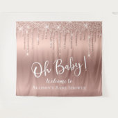 Baby Shower Roze Gouden Glitter Welkom Wandkleed (Voorkant (horizontaal))