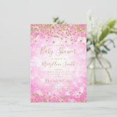 Baby shower Roze Gouden Glitter Winter Wonderland Kaart (Staand voorkant)