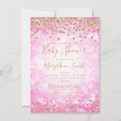 Baby shower Roze Gouden Glitter Winter Wonderland Kaart (Voorkant)