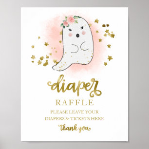 Baby Shower Roze Gouden Luier Raffle Spel Bord Poster