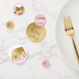 Baby shower roze gouden olifant confetti