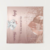 Baby Shower roze gouden olifant meisje ballonnen Wandkleed (Voorkant (horizontaal))
