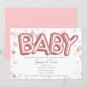 BABY Shower Roze Gouden Roze Ballonnen Modern Chiq Kaart
