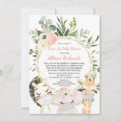 Baby shower roze gouden schattige dieren kaart (Voorkant)