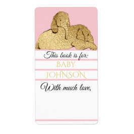 Baby shower Roze goudkleurige Bladzijde 8 Etiket