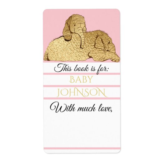 Baby shower Roze goudkleurige Bladzijde 8 Etiket (Voorkant)