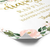 Baby shower roze goudkleurige riffellak poster (Hoek)