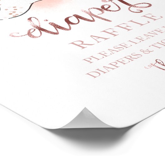 Baby shower roze goudkleurige riffellak poster (Hoek)
