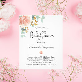 Baby shower roze griekse begrotingsuitnodiging flyer