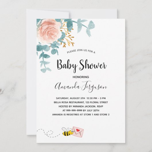 Baby shower roze griesgriep schattige moeder om te kaart (Voorkant)