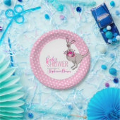 Baby shower roze hart kangoeroe papier bord (Feest)