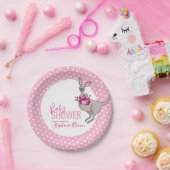 Baby shower roze hart kangoeroe papier bord (Feest)