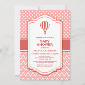 Baby shower Roze Hete Luchtballon Kaart (Voorkant)