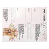 Baby shower roze hoogland Koe game Wat is er telef Notitieblok (Voorkant)