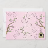 Baby shower Roze Invitation "Gold Birds" Kaart (Achterkant)