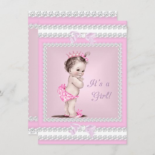  Baby shower  roze Kaart (Voorkant / Achterkant)