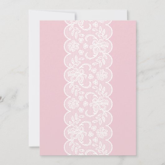 baby shower Roze kant Gold Glitter Bow Girl Invite Kaart (Achterkant)