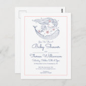 Baby Shower | Roze kleine meid Briefkaart (Voorkant / Achterkant)