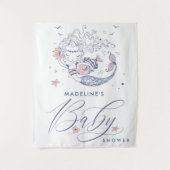 Baby Shower | Roze Kleine Zeemeermin Tapijt Wandkleed (Voorkant)