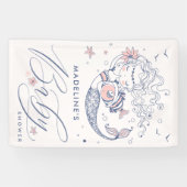 Baby Shower | Roze kleine zeemeerminnende banner (Horizontaal)