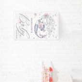 Baby Shower | Roze kleine zeemeerminnende banner (Insitu)