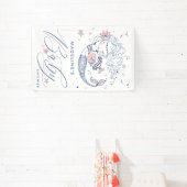 Baby Shower | Roze kleine zeemeerminnende banner (Insitu)