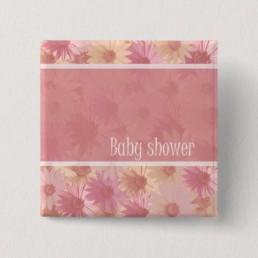 baby shower roze knop vierkante button 5,1 cm (Voorkant)