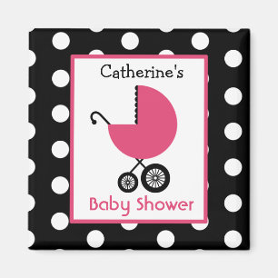 Baby shower - Roze koets en Polka Dot Magneet