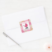 Baby shower Roze Koets & Girly Patchwork Vierkante Sticker (Envelop)