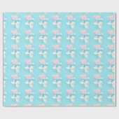 Baby shower  roze konijnenvogel en ballonnen cadeaupapier (Vlak)