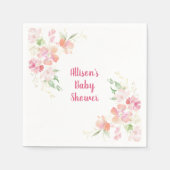 Baby Shower | Roze koraal gouden bloemen Servet (Voorkant)