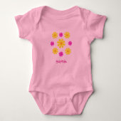 Baby shower roze lentbloemen personaliseren romper (Voorkant)