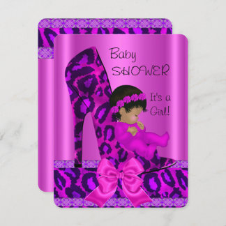 Baby shower roze luipaard kaart