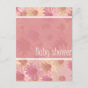 baby shower roze madeliefjes uitnodiging briefkaart