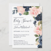 Baby shower Roze marine Floral Cascade Kaart (Voorkant)