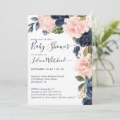 Baby shower Roze marine Floral Cascade Kaart (Staand voorkant)