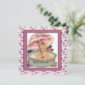  Baby shower Roze Mauve Vintage Kaart (Staand voorkant)