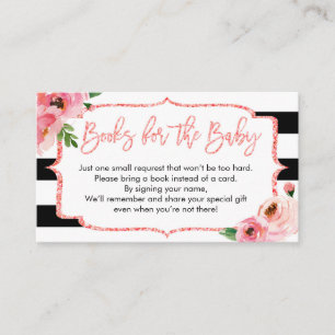 Baby shower Roze Meisje Breng een Boek Aanvraag Ka Informatiekaartje