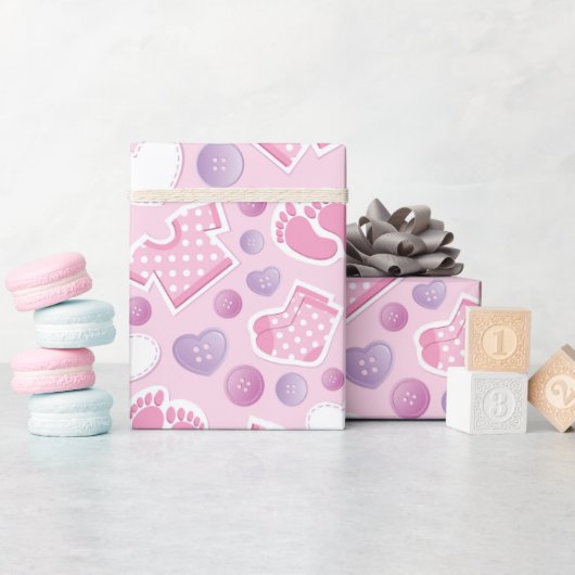 Baby shower roze meisje cadeaupapier (Baby Shower)
