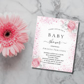 Baby shower roze meisje floral budget uitnodiging flyer