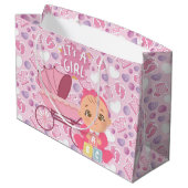 Baby shower roze meisje groot cadeauzakje (Achterkant Gekanteld)