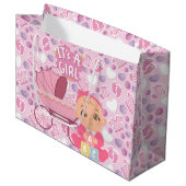 Baby shower roze meisje groot cadeauzakje (Voorkant Gekanteld)