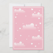 Baby shower roze meisje ooievaar wolken kaart (Achterkant)