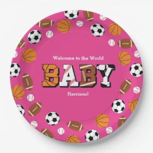 Baby shower Roze meisje Papieren Bordje
