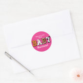 Baby shower Roze meisje Ronde Sticker (Envelop)